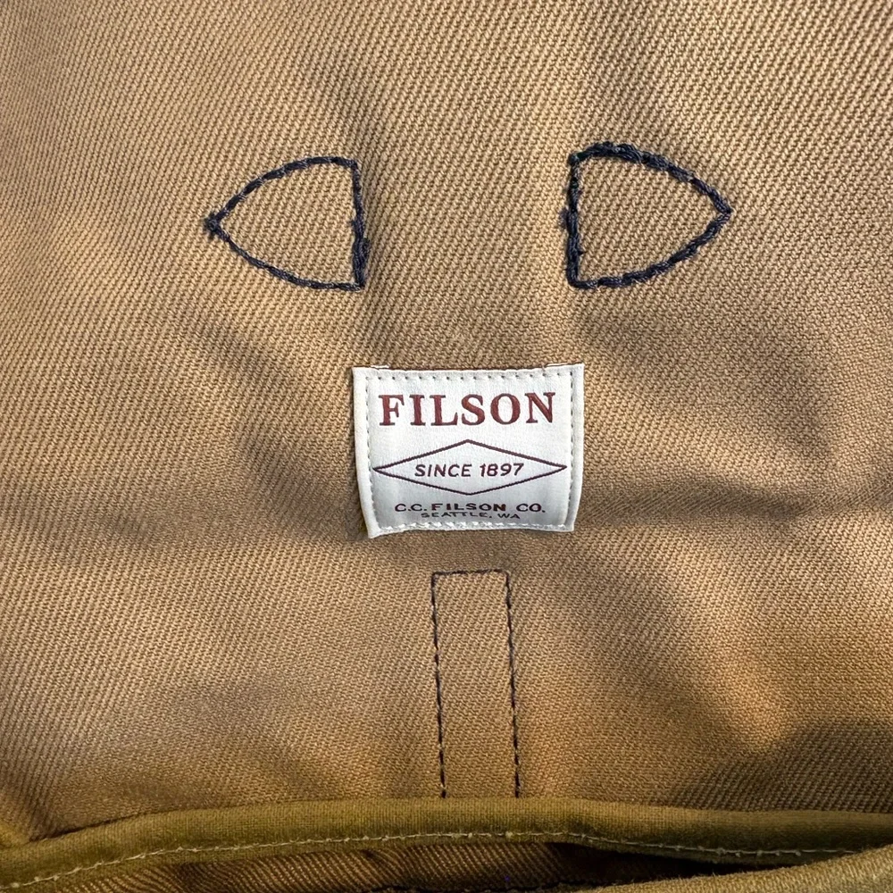 Filson Rugged Twill Field Bag - Tan and Brown Leather